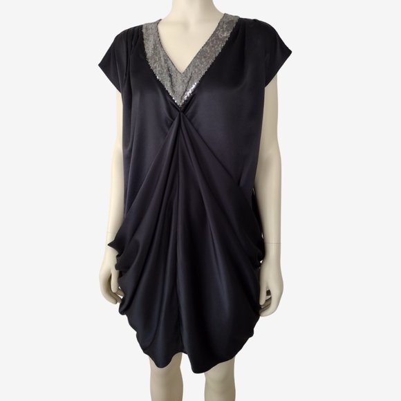 Vintage 1990s Nicole Miller Silky Satin Side Drape Mini Cocktail Dress - Picture 4 of 12